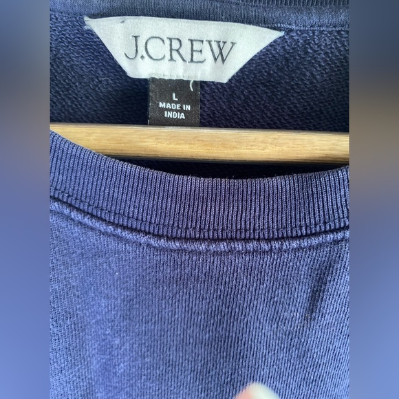 J.Crew Apres Ski Sweatshirt Women’s L Navy Embroidered Pullover 100% Cotton - Picture 5 of 8